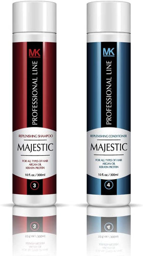 Majestic Keratin Replenishing Shampoo + Conditioner 10oz(300ml)- Soduim Chloride & Sulfate Free